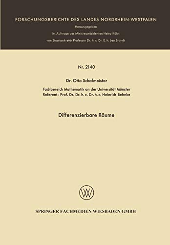 Differenzierbare Räume (Forschungsberichte des Landes Nordrhein-Westfalen, 2140, Band 2140)