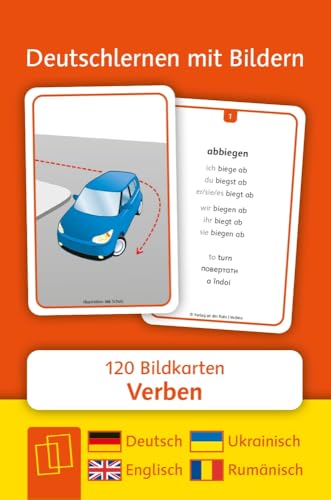 Verben - Deutsch, Englisch, Ukrainisch und Rumänisch: 120 Bildkarten (Deutschlernen mit Bildern)
