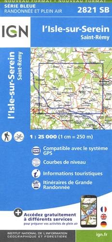 IGN Karte, Serie Bleue l'Isle-sur-Serein. Saint-Remy