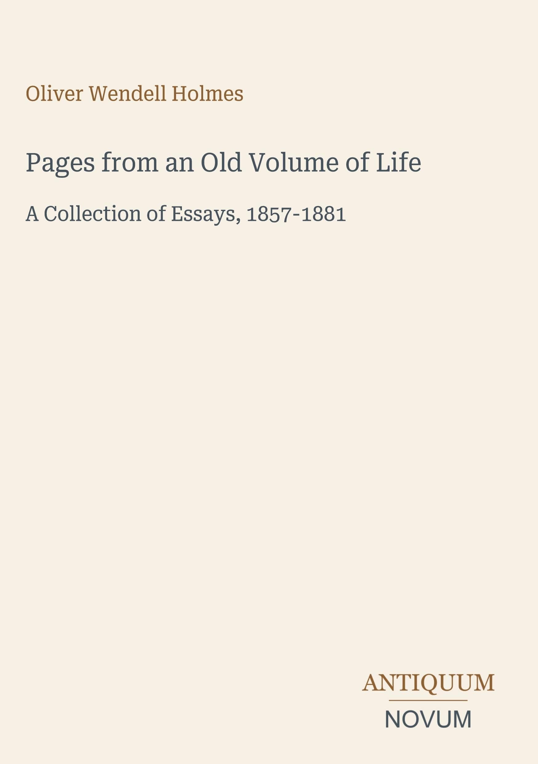 Pages from an Old Volume of Life
