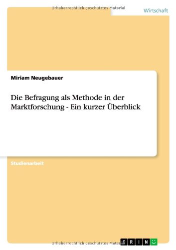 Die Befragung als Methode in der Marktforschung - Ein kurzer Überblick