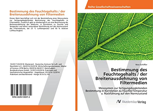 Bestimmung des Feuchtegehalts / der Breitenausdehnung von Filtermedien: Messsystem zur fertigungsbegleitenden Bestimmung in Korrelation zu Feuchte/Temperatur u. Rückführung auf den Normzustand