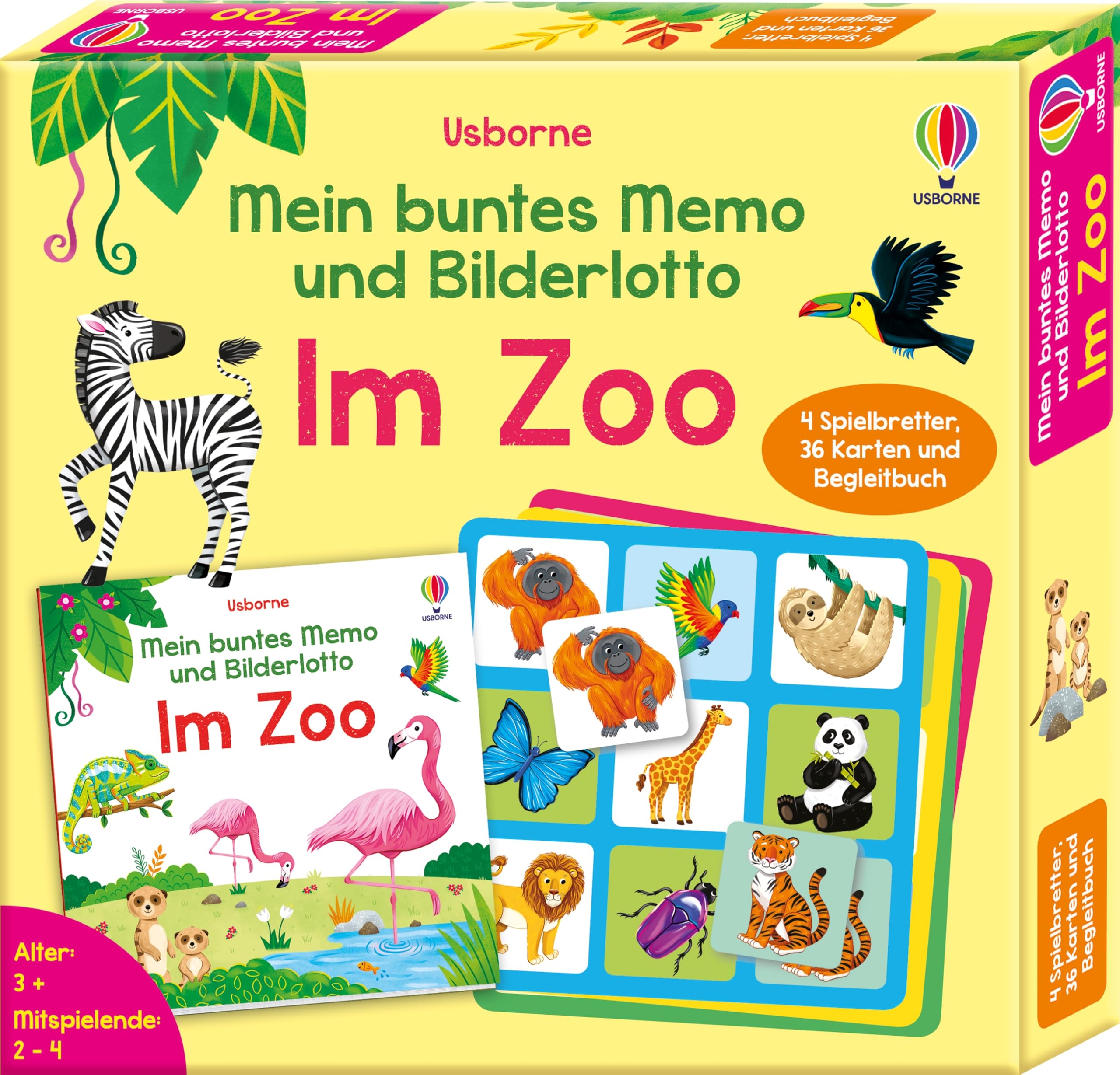 Mein buntes Memo und Bilderlotto: Im Zoo: Set aus 4 Spielbrettern, 36 Karten und Begleitbuch – für 2 bis 4 Spielende – mit Infos zu den gezeigten ... 3 Jahren (Usborne Memo-und-Bilderlotto-Reihe)