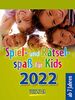 Spiel- und Rätselspaß für Kids 2022: Aufstellbarer Tages-Abreisskalender für Kinder mit Rätseln und Spielen I 12 x 16 cm