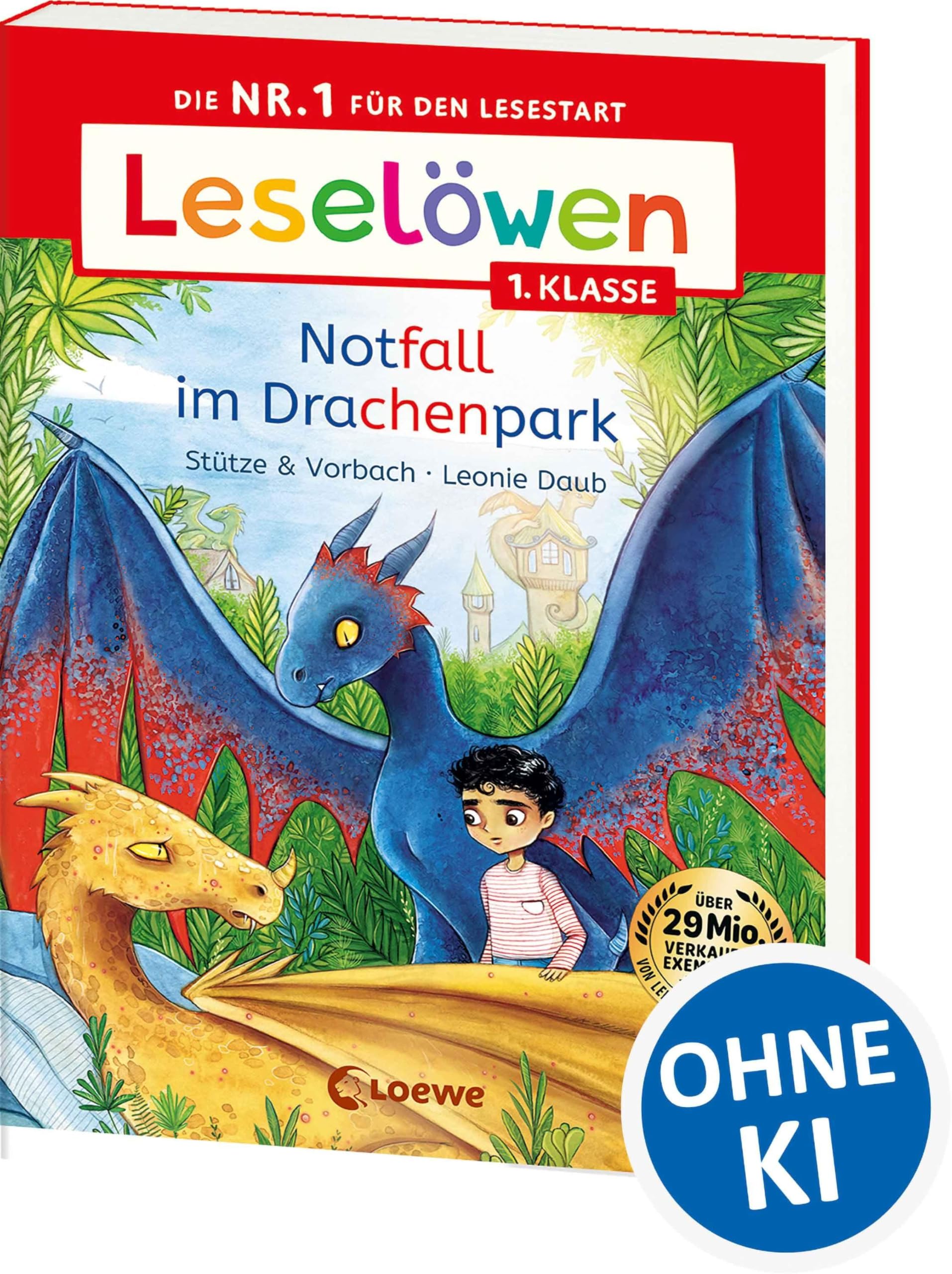 Leselöwen 1. Klasse - Notfall im Drachenpark: Auf ins Leseabenteuer! - Die Nr. 1 für den Lesestart als praktische Broschurausgabe für unterwegs - Erstlesebuch mit Silbenfärbung für Kinder ab 6 Jahren