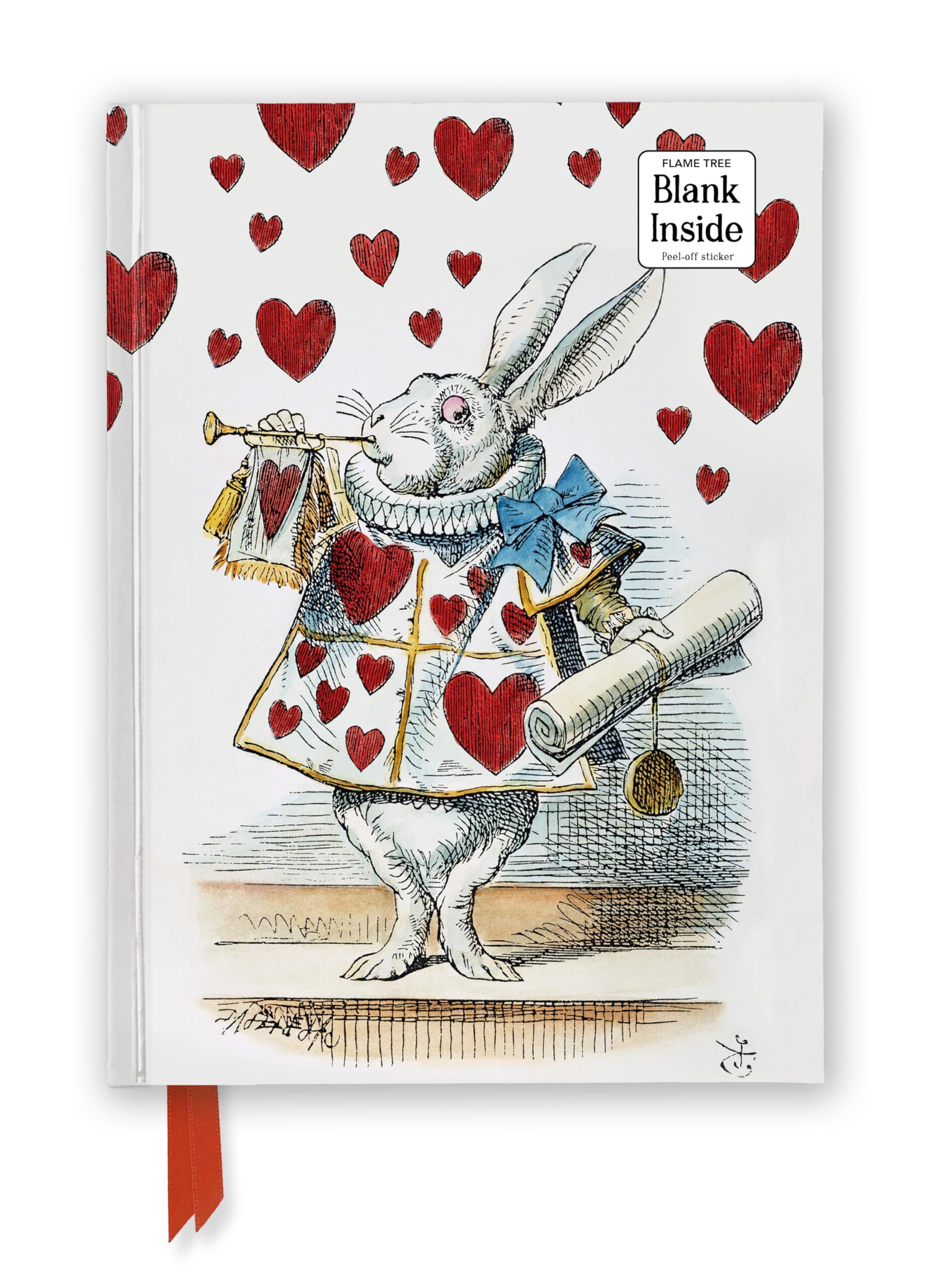Flame Tree Publishing Premium Notizbuch Blank Din A5, Alice Im Wunderland, Weißer Hase, Unser Hochwertiges Blankbook Mit Festem, Künstlerisch Geprägtem Einband