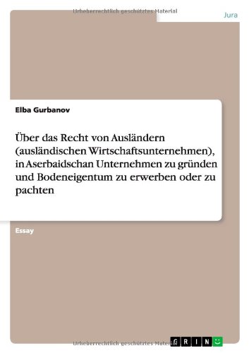Über das Recht von Ausländern (ausländischen Wirtschaftsunternehmen), in Aserbaidschan Unternehmen zu gründen und Bodeneigentum zu erwerben oder zu pachten
