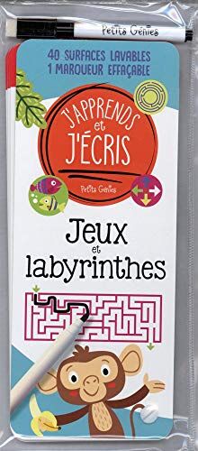 J'apprends et j'écris Jeux et Labyrinthes: 40 surfaces lavables 1 marqueur effacable