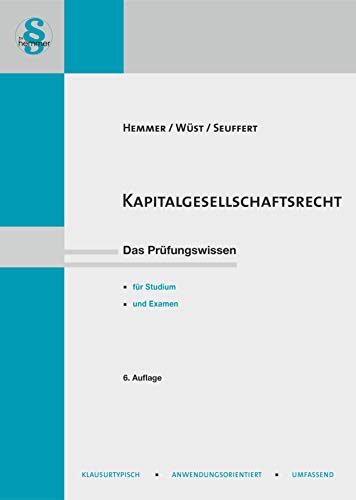 Skripten - Zivilrecht   Kapitalgesellschaftsrecht - Karl-Edmund Hemmer Achim Wüst Seuffert Kartoniert (TB)