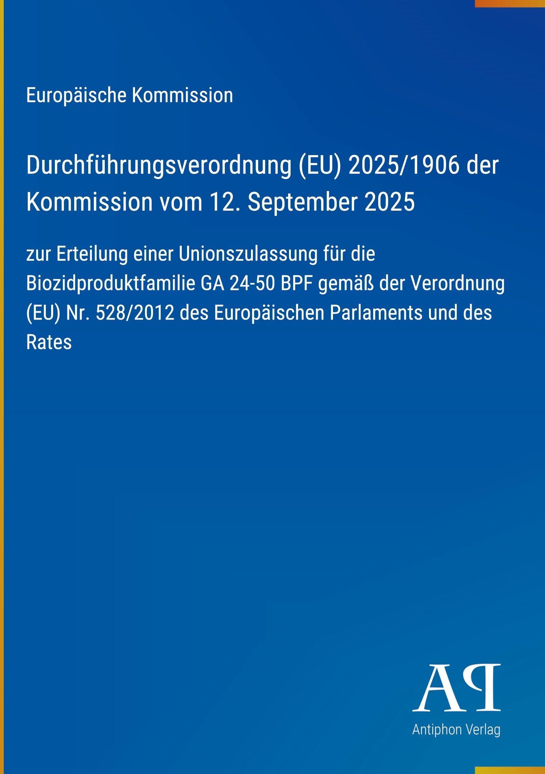Durchführungsverordnung (EU) 2025/1906 der Kommission vom 12. September 2025