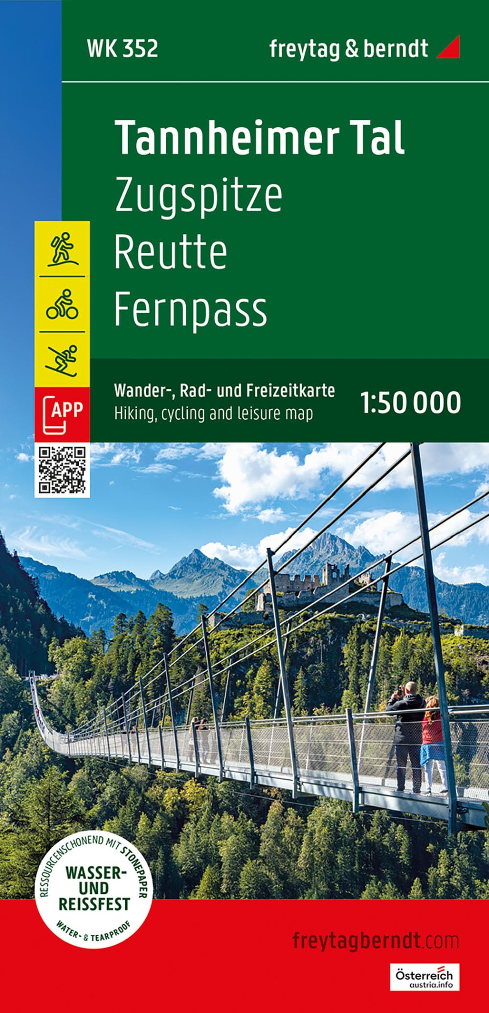 Tannheimer Tal, Wander-, Rad- und Freizeitkarte 1:50.000, freytag & berndt, WK 352: Zugspitze - Reutte - Fernpass, mit APP, wasserfest und reißfest (freytag & berndt Wander-Rad-Freizeitkarten)