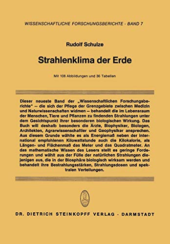 Strahlenklima der Erde (Wissenschaftliche Forschungsberichte) (German Edition) (Wissenschaftliche Forschungsberichte, 72, Band 72)