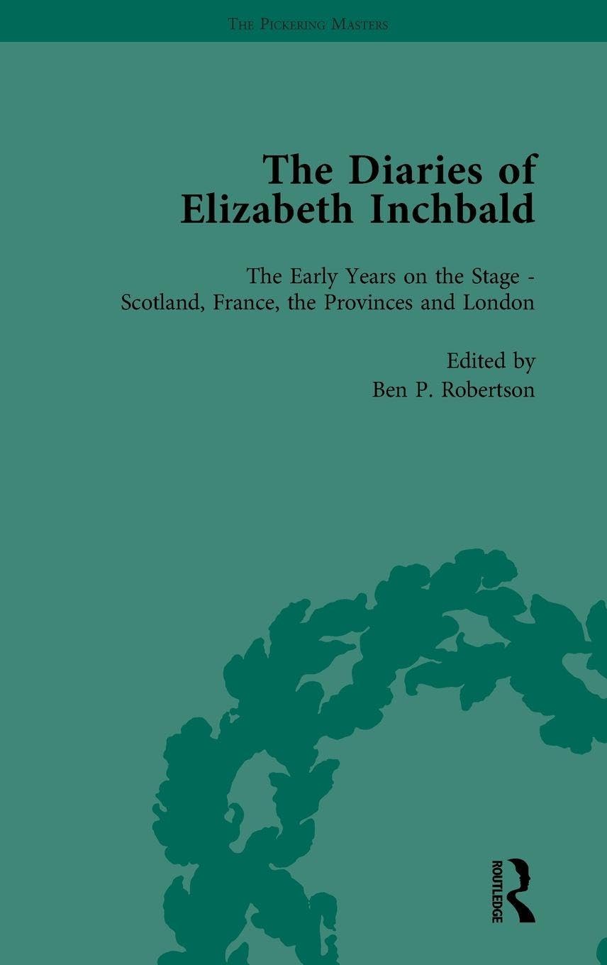 Tony Inchbald The Diaries of Elizabeth Inchbald Vol 1: The Early Years on the Stage ...