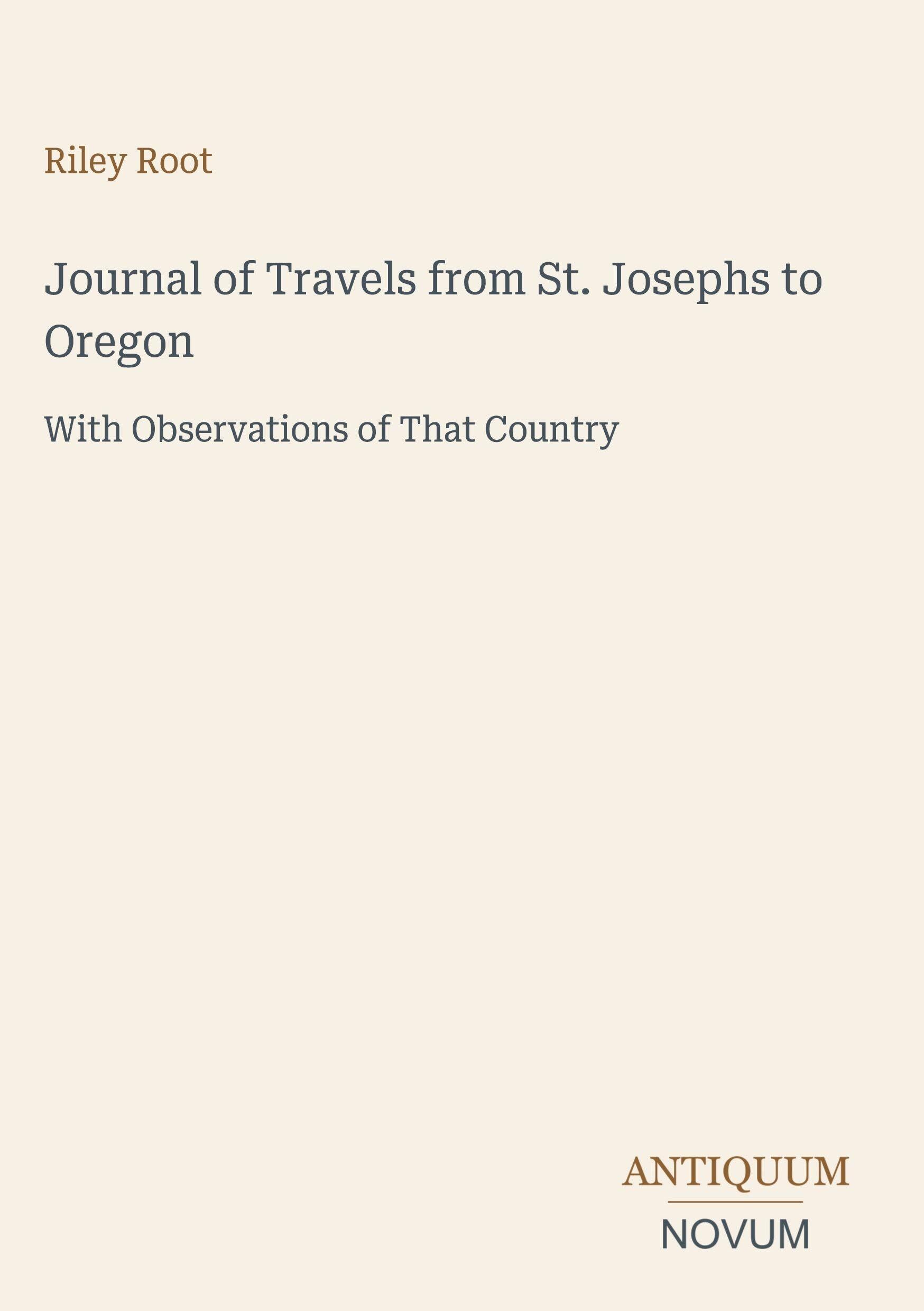 Journal of Travels from St. Josephs to Oregon