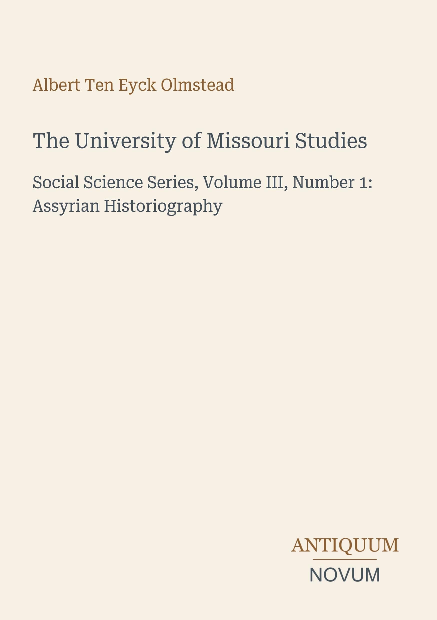 The University of Missouri Studies