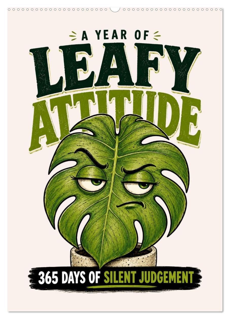 A year of leafy attitude 365 days of silent judgment (Wall Calendar 2027 DIN A2 portrait), CALVENDO 12 Month Wall Calendar