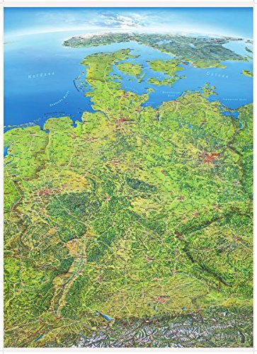 Panoramakarte Deutschland: einseitig laminiert, mit Leisten oben und unten