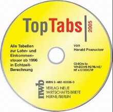 TopTabs 2003, 1 CD-ROMAlle Tabellen zur Lohn- und Einkommensteuer ab 1996 in Echtzeit-Berechnung. Für Windows 95/98/ME/NT 4.0/2000/XP