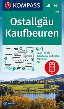 KOMPASS Wanderkarte 188 Ostallgäu, Kaufbeuren: markierte Wanderwege, Fahrradwege, Skitouren, Langlaufen
