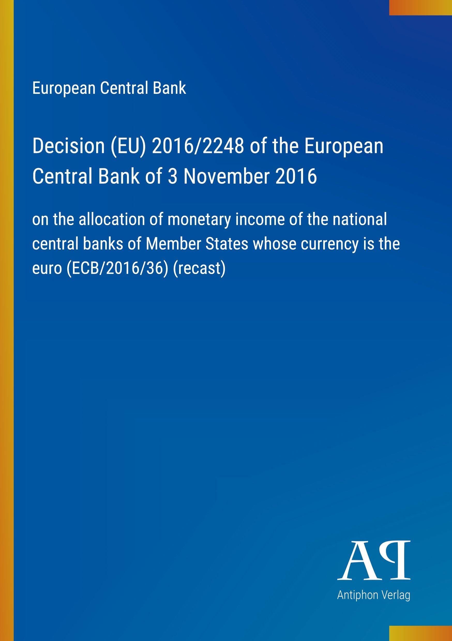 Decision (EU) 2016/2248 of the European Central Bank of 3 November 2016