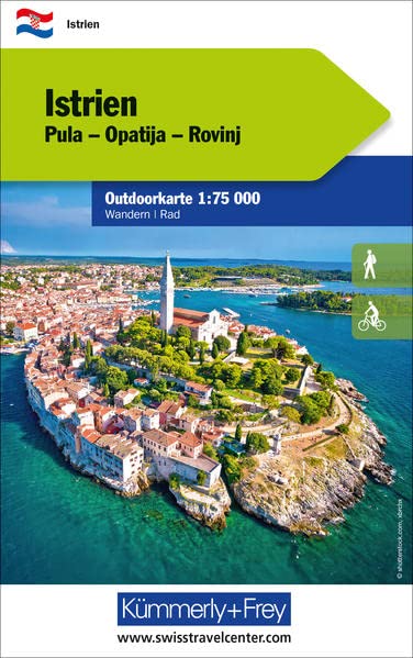 Istrien Nr. 01 Outdoorkarte Kroatien 1:75 000: Pula, Opatija, Rovinj, water resistant (Kümmerly+Frey Outdoorkarten Kroatien)