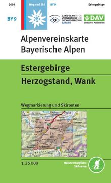 Estergebirge, Herzogstand, Wank: Topographische Karte 1:25.000 mit Wegmarkierungen und Skirouten