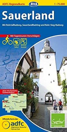 ADFC-Regionalkarte Sauerland mit Tagestouren-Vorschlägen, 1:75.000, reiß- und wetterfest, GPS-Tracks Download: Mit RuhrtalRadweg, SauerlandRadring und Ruhr-Sieg-Radweg (ADFC-Regionalkarte 1:75000)