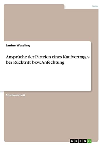Ansprüche der Parteien eines Kaufvertrages bei Rücktritt bzw. Anfechtung