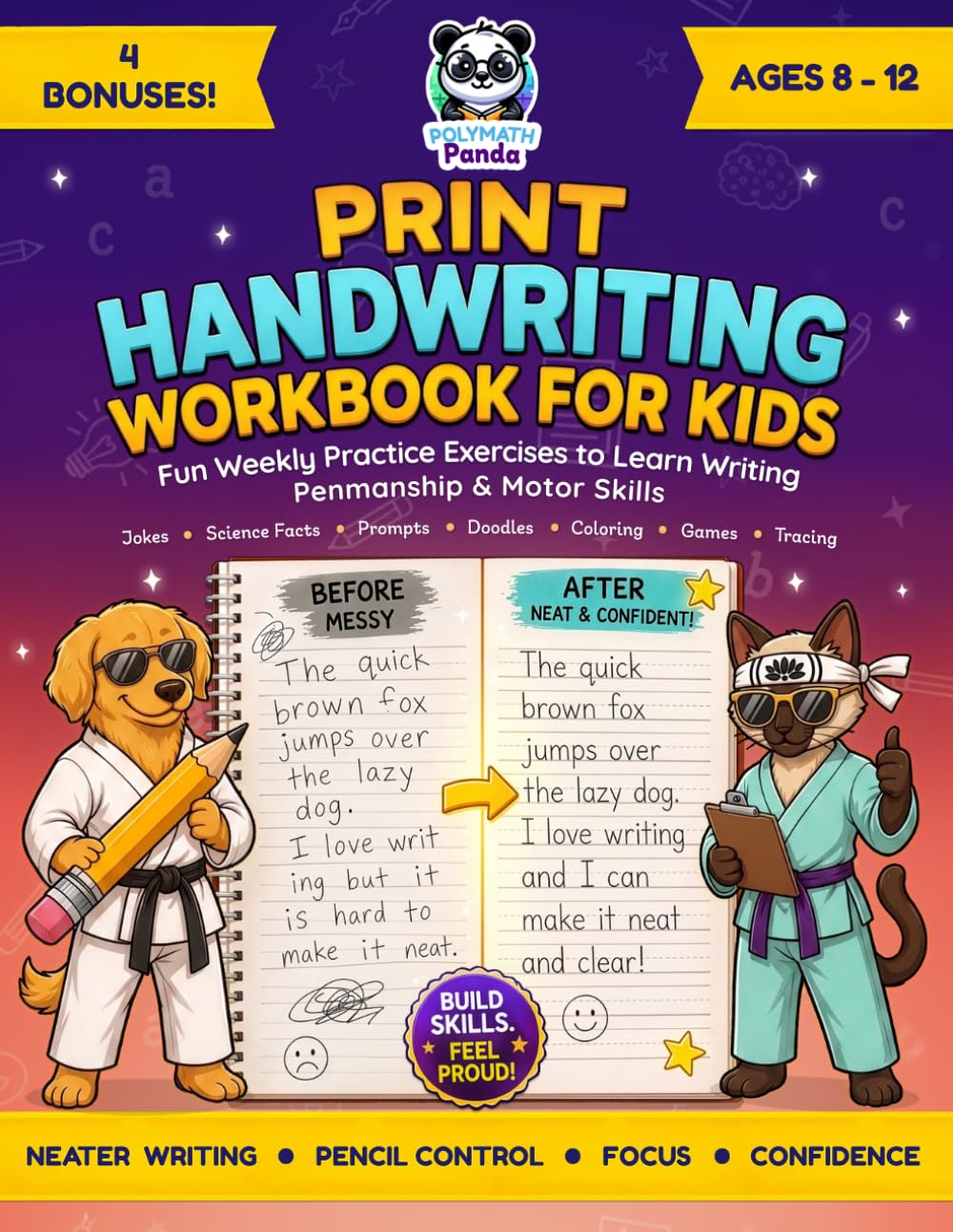 Print Handwriting Workbook for Kids 8-12: Fun Weekly Practice Exercises to Learn Writing, Penmanship & Motor Skills with Jokes, Science Facts & ... Grade Writing Prompt Books, Band 1)