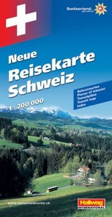 Hallwag Straßenkarten, Neue Reisekarte Schweiz: Mit besonders praktischem Falzsystem. Ost- und Westteil der Schweiz separat aufschlagbar. Reiseinformationen, Indexbroschüre mit Transitplänen