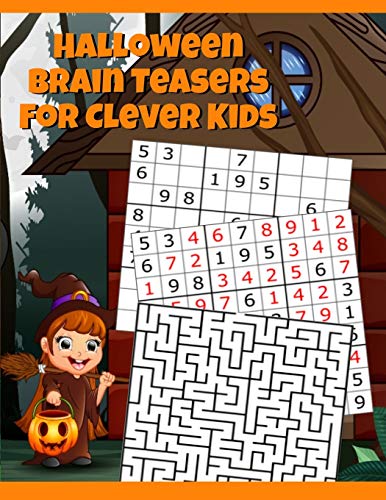 Halloween Brain Teasers For Clever Kids: Halloween Cryptogram, Word Search & Scramble, Hangman, Tic Tac Toe, Maze Puzzles, Mind & Logic Games With ... School, Home, Homeschooling) - Spooky Col