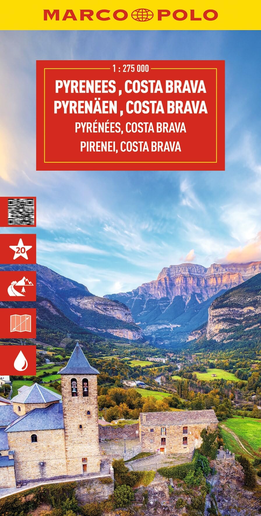 MARCO POLO Reisekarte Pyrenäen, Costa Brava 1:275.000: Baskenland, Navarra, Aragon, Andorra, Katalonien