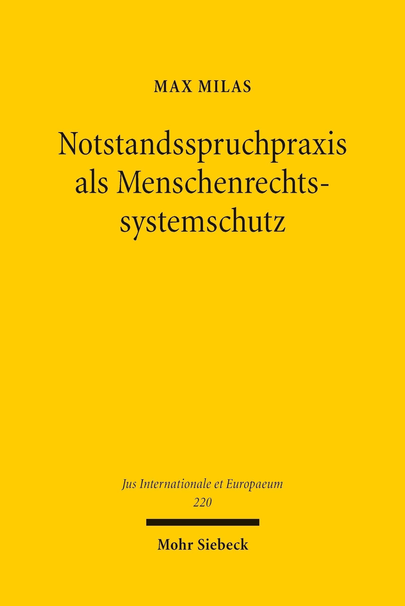 Notstandsspruchpraxis als Menschenrechtssystemschutz - Neuware