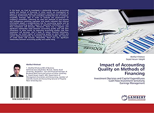 Impact of Accounting Quality on Methods of Financing: Investment Decision and Capital Expenditures Cash Flow Investment Sensitivity Earnings Management