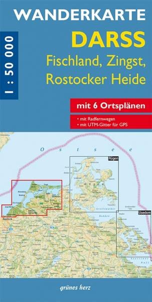 Wanderkarte Darß: Fischland, Zingst, Rostocker Heide. Für GPS mit UTM-Gitter. Mit 6 Ortsplänen. Maßstab 1:50.000. (Wanderkarten 1:50.000)