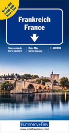 Frankreich Nord+Süd Strassenkarte 1:600 000: Doppelkarte, Stadtübersichtspläne, Reiseinformationen, Distanzentabelle, Index (Kümmerly+Frey Strassenkarten)
