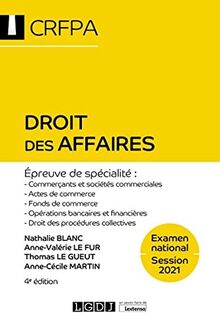 Droit des affaires : examen national, session 2021, épreuve de spécialité : commerçants et sociétés commerciales, actes de commerce, fonds de commerce, opérations bancaires et financières, droit des procédures collectives