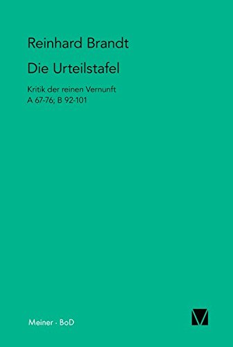 Die Urteilstafel: Kritik der reinen Vernunft A 67-76;B 92-101 (Kant-Forschungen)