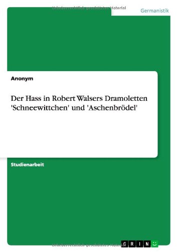 Der Hass in Robert Walsers Dramoletten 'Schneewittchen' und 'Aschenbrödel'