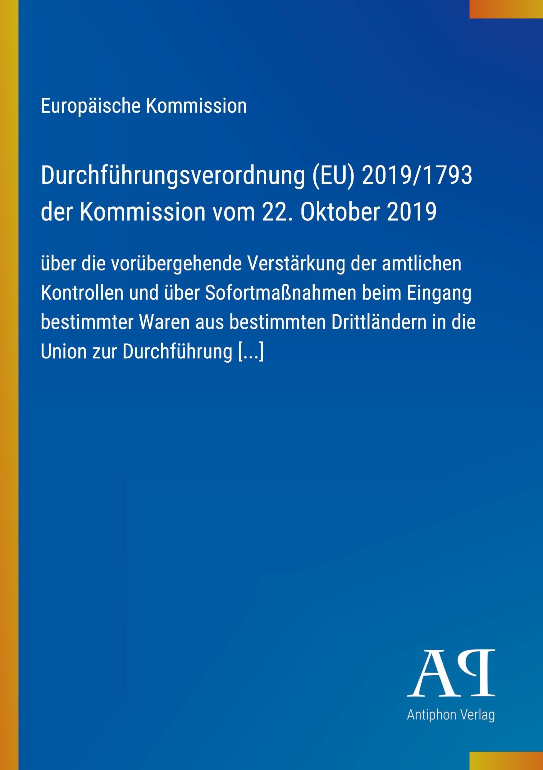 Durchführungsverordnung (EU) 2019/1793 der Kommission vom 22. Oktober 2019