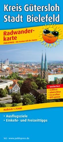Radwanderkarte Kreis Gütersloh - Stadt Bielefeld: Mit Ausflugszielen, Einkehr- & Freizeittipps, wetterfest, reissfest, abwischbar, GPS-genau. 1:75000