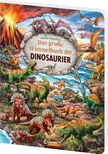 Das große Wimmelbuch der Dinosaurier: Die Urzeitgiganten in spektakulären Wimmelbildern direkt benannt - Großes Pappbilderbuch für Dinofans ab 3 Jahren