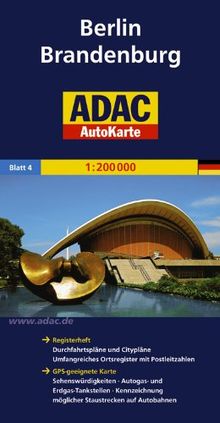 ADAC AutoKarte Deutschland, Berlin, Brandenburg 1:200.000: Registerheft: Durchfahrtspläne und Citypläne. Umfangreiches Ortsregister mit ... möglicher Staustrecken auf Autobahnen