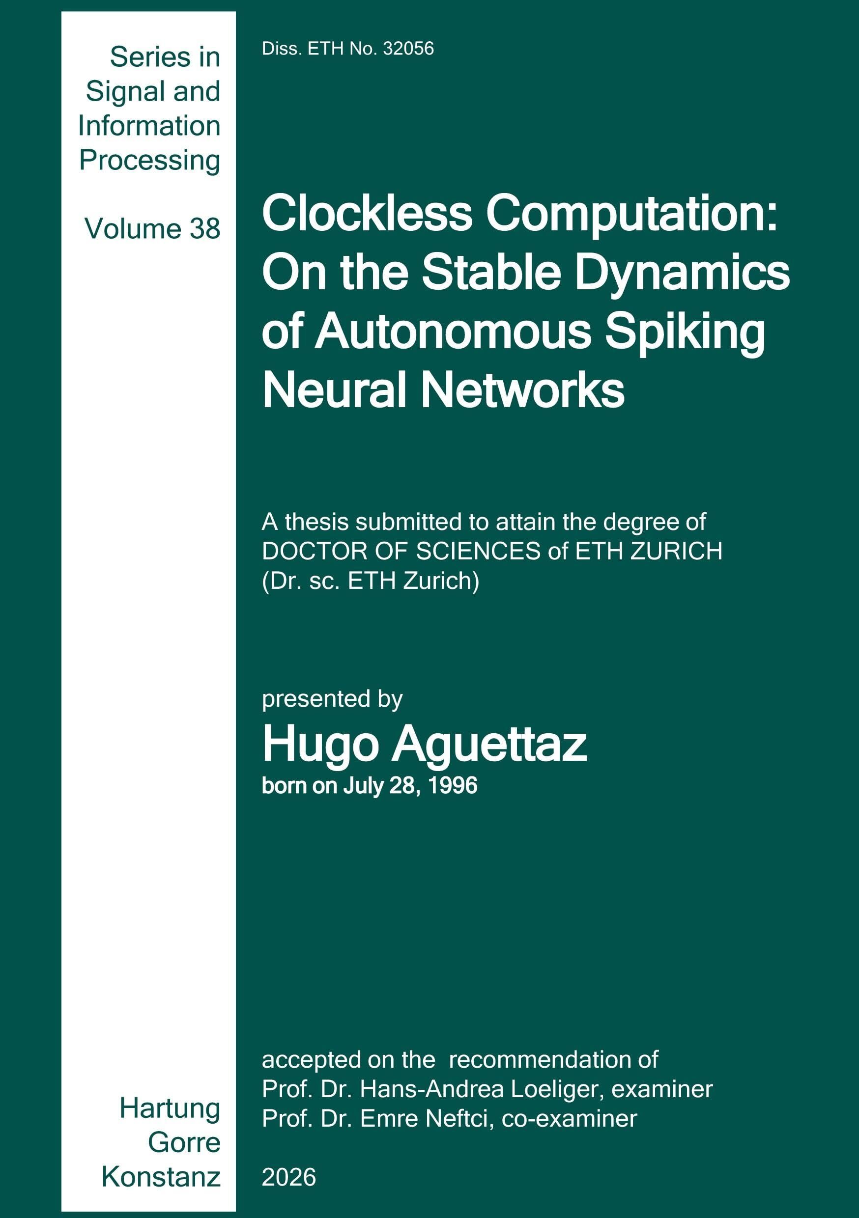 Clockless Computation: On the Stable Dynamics of Autonomous Spiking Neural Networks