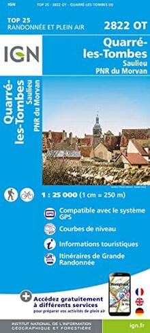 Quarre Les Tombes 1:25 000: Saulieu, PNR du Morvan