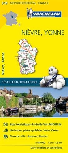 Carte Nièvre, Yonne Michelin