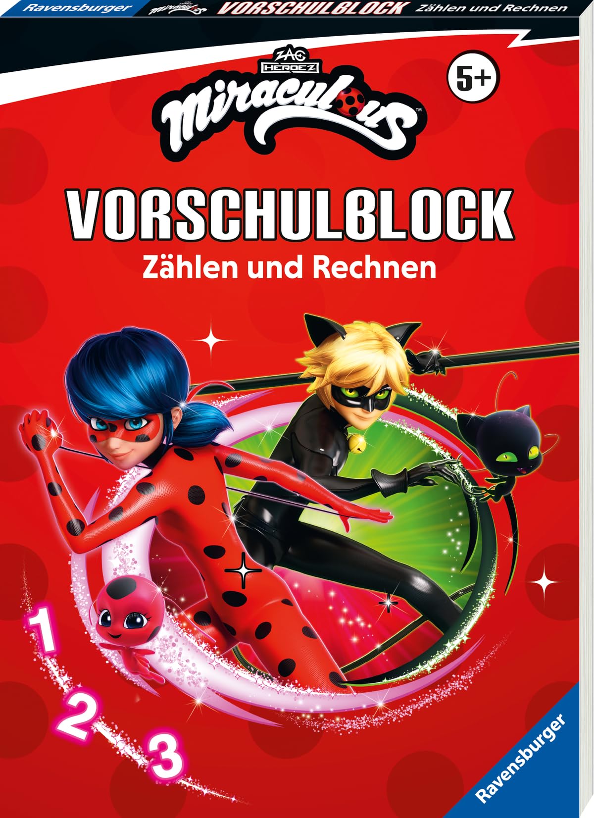 Miraculous Mein Vorschulblock Zählen und Rechnen - Konzentration, Erstes Rechnen, Rätseln für Kinder ab 5 Jahren - Spielerisches Lernen für Fans von Ladybug und Cat Noir ab Vorschule