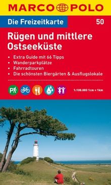 MARCO POLO Freizeitkarte Rügen und mittlere Ostseeküste 1:100.000: Extra Guide mit 66 Tipps / Wanderparkplätze / Fahrradtouren / Die schönsten Biergärten & Ausflugslokale