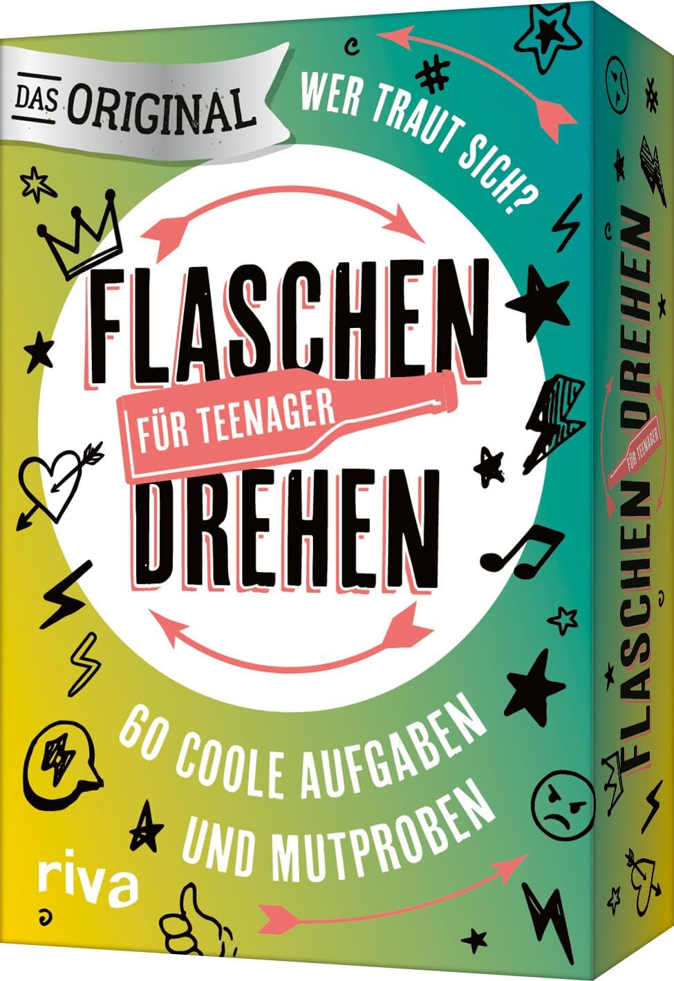 Flaschendrehen - Für Teenager: 60 coole Aufgaben und Mutproben: Das Original. Der Spieleklassiker in der Teenie-Edition. Das perfekte Geschenk für Klassenfahrt, Geburtstag, Weihnachten