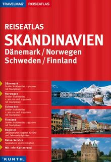 Skandinavien Reiseatlas 1 : 300 000 / 1 : 950 000: Dänemark 1 : 300 000. Norwegen 1 : 300 000 und 1 : 950 000.  Schweden 1 : 300 000 und 1 : 950 000. Finnland 1 : 950 000. Mit Stadtplänen